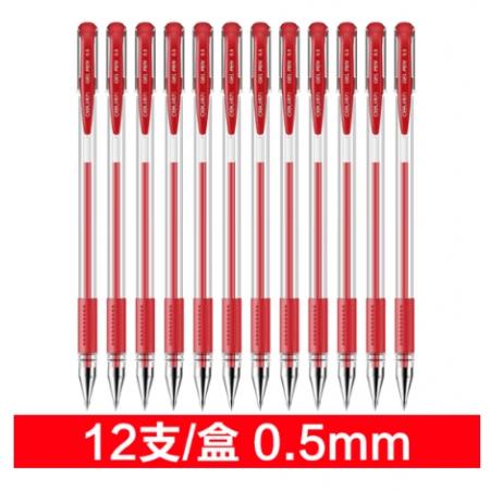 得力 6600ES 經(jīng)典辦公子彈頭中性筆 水筆簽字筆0.5mm 紅色12支/盒