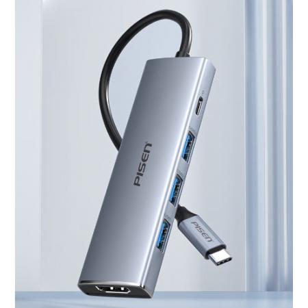 品勝 Type-C擴(kuò)展塢 HDMI轉(zhuǎn)換器雷電4/3拓展塢 USB3.0分線器PD快充4K60Hz適用于macbook華為蘋果電腦15promax