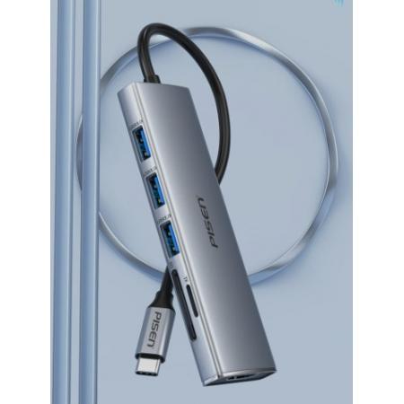 品勝Type-C擴展塢USB-C轉(zhuǎn)HDMI蘋果轉(zhuǎn)換器4K60Hz拓展塢轉(zhuǎn)接頭SD/TF讀卡器USB3.0分線器電腦手機平板通用六合一