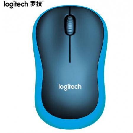 羅技（Logitech）M185鼠標 無線鼠標 辦公鼠標 對稱鼠標 黑色藍邊  帶無線2.4G接收器