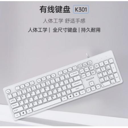 聯(lián)想（Lenovo）異能者 有線鍵盤 K301 鍵盤 有線 商務(wù)辦公鍵盤 全尺寸鍵盤 即插即用 筆記本電腦鍵盤【白色】