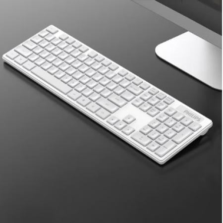 飛利浦（PHILIPS）SPK6103無線鍵盤 全尺寸鍵盤 防濺灑設(shè)計(jì) 商務(wù)辦公家用鍵盤 筆記本電腦通用 白色