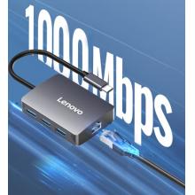 聯(lián)想（Lenovo）Type-C擴(kuò)展塢USB分線器轉(zhuǎn)換HDMI轉(zhuǎn)接拓展塢4K投屏擴(kuò)展PD快充千兆網(wǎng)口蘋(píng)果手機(jī)平板電腦通用