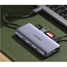 品勝Type-C擴展塢 USB-C轉(zhuǎn)HDMI/VGA蘋果電腦轉(zhuǎn)換器拓展塢網(wǎng)口網(wǎng)線轉(zhuǎn)接頭讀卡器PD音頻適用MacBook雷電3/4