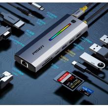 品勝 Type-C擴展塢 HDMI/VGA雷電3/4拓展塢千兆網(wǎng)口轉(zhuǎn)接頭 USB3.2分線器PD讀卡器蘋果電腦轉(zhuǎn)換器15pro炫彩RGB