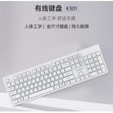 聯(lián)想（Lenovo）異能者 有線鍵盤 K301 鍵盤 有線 商務(wù)辦公鍵盤 全尺寸鍵盤 即插即用 筆記本電腦鍵盤【白色】