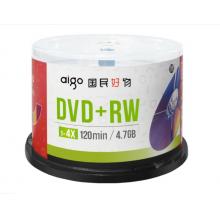 愛國者（aigo）DVD+RW 空白光盤/刻錄盤 1-4速4.7GB 桶裝50片 可擦寫 可重復(fù)刻錄