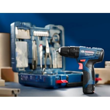 博世（BOSCH）GSB120 12V鋰電電動(dòng)螺絲刀沖擊鉆工具箱套裝（84附件+手動(dòng)工具）