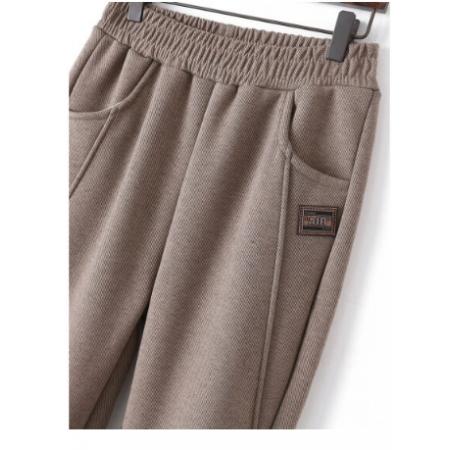 秋冬褲子 加肥大碼保暖長褲 休閑加絨加厚女褲 卡其色 5XL(建議150-165斤)