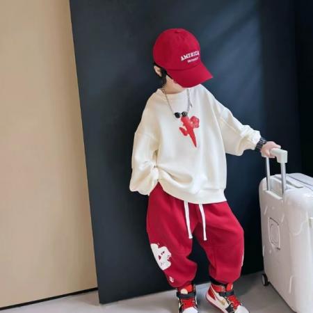 兒童國潮服裝hiphop套裝男童裝炸街秋裝街舞網(wǎng)紅中國風(fēng)少兒演出服  140碼