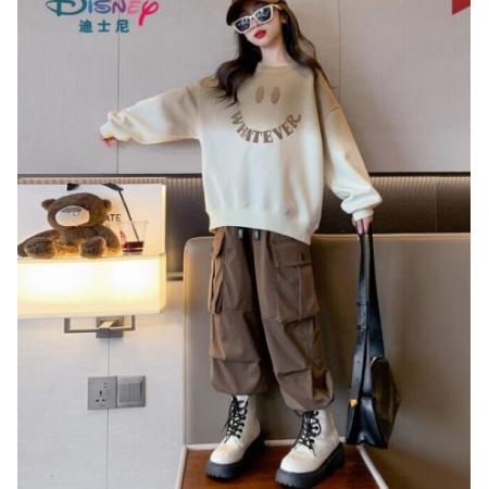 迪士尼（Disney）品牌童裝女童秋裝套裝2023新款兒童秋季女大童運動春秋工裝褲 套裝 170cm