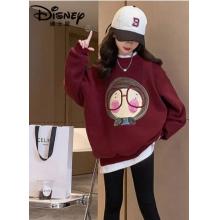 迪士尼（Disney）女童衛(wèi)衣秋冬 加絨加厚冬季長(zhǎng)袖一體絨中大童兒童上衣 酒紅色 150cm