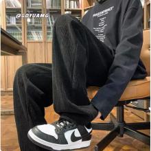 咖色雪尼爾褲子男款秋季美式復(fù)古肌理感潮牌寬松直筒闊腿休閑長褲  L碼