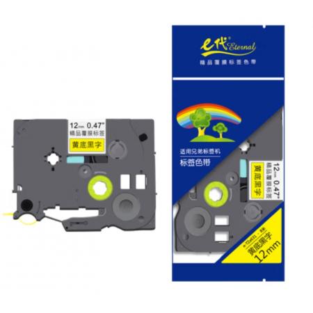 e代 12mm黃底黑字色帶 TZe-631