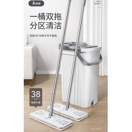 美麗雅拖把大號(hào)免手洗平板帶桶家用一拖凈墩拖布懶人拖地套裝2拖5布
