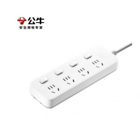 插線板	公牛GN-S1043 4位分控全長(zhǎng)1.8米