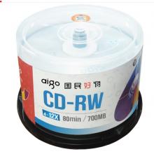 愛(ài)國(guó)者（aigo）CD-RW 空白光盤(pán)/刻錄盤(pán) 4-12速700MB 臺(tái)產(chǎn) 桶裝50片 可擦寫(xiě) 可重復(fù)刻錄