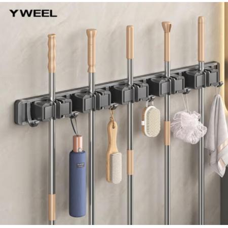 拖把壁掛架	一衛(wèi)	槍灰色拖把架60cm-5卡6鉤