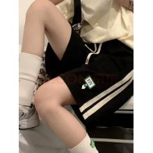 meyao運(yùn)動(dòng)短褲女夏季五分闊腿褲子潮 黑色 2XL
