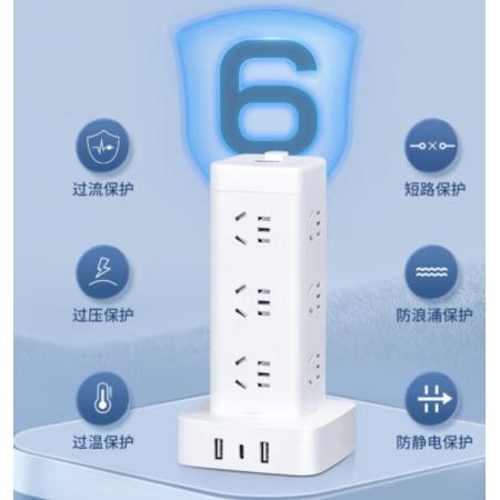 長城風(fēng)行  插線板 12位五孔USB+TYPE-C總控2.8米過載保護(hù)  