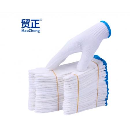 貿(mào)正 手套勞保耐磨工作加厚白棉紗棉線勞動(dòng)工地干活500藍(lán)邊10雙