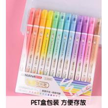 金萬年12色雙頭可擦熒光筆 辦公學生通用重點標記水性筆彩色 醒目 手賬手繪記號筆G-0545