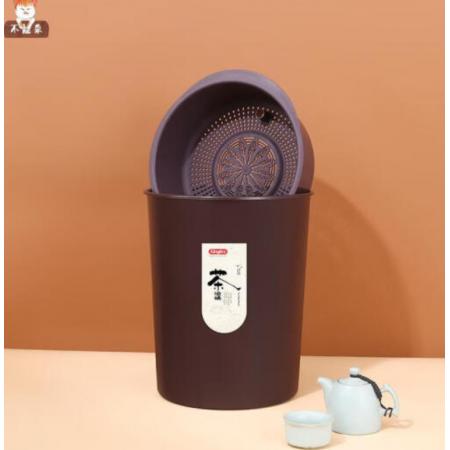 詠幻品質(zhì)茶水分離垃圾桶帶過濾網(wǎng)的過濾葉濾干濕漏渣 紫色茶渣桶(小號圓)