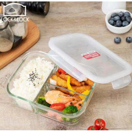 玻璃飯盒1L三分隔  樂(lè)扣