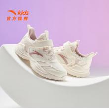 安踏兒童運動鞋中大女童跑鞋2024年秋冬季密網(wǎng)革面學(xué)生軟底運動鞋 象牙白/藕灰5522-1 35 /22cm