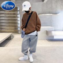 迪士尼（Disney）男童秋裝運(yùn)動(dòng)套裝2024新款兒童秋季大童12歲男孩初中生春秋款童裝 ATT字母套裝-咖啡色 140cm