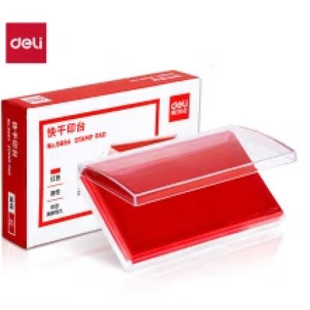 得力(deli)內(nèi)盤面116*66mm透明外殼方形快干印臺(tái)印泥紅色9864
