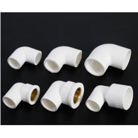 聯(lián)塑PVC給水管接頭配件變徑4分轉(zhuǎn)6分1寸彎頭三通直通內(nèi)絲管接頭閥門 異徑彎頭20*25