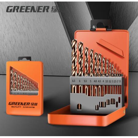 綠林（GREENER）不銹鋼專用打孔手電鉆直柄鉆頭金屬快速打眼麻花鉆頭套裝