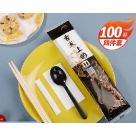 四合一筷子 福官 竹制筷子    pp塑料勺700套/箱