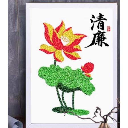 手工制作A4荷花廉潔005(材料包）+相框