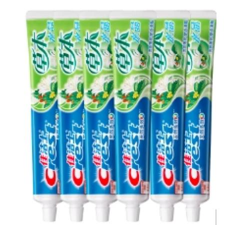 佳潔士草本水晶牙膏清新口氣含氟防蛀清爽薄荷90g*6