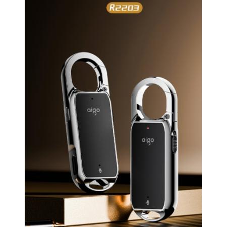 愛國者aigo錄音筆R2203 8G 一鍵錄音智能商務錄音器專業(yè)錄音高清降噪錄音筆 學習會議采訪 黑色