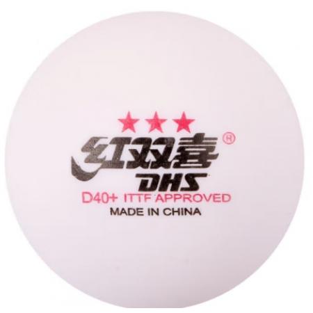 紅雙喜(DHS)賽頂三星乒乓球3星ABS新材料40+白色