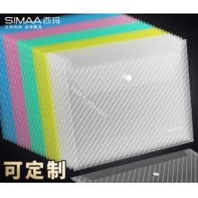 文件袋 	西瑪 A4斜紋彩色透明按扣袋20164